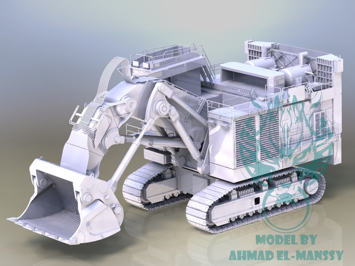 Caterpillar CAT 6021B大型挖掘机造型3D建模图纸 Solidworks设计